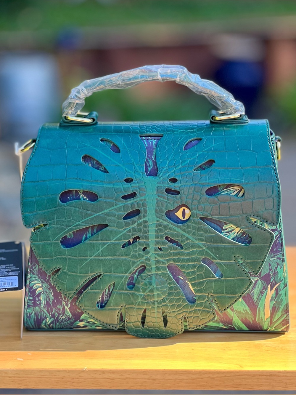 Loungefly Jurassic World Velociraptor Palm Frond Glow Crossbody Bag NWT